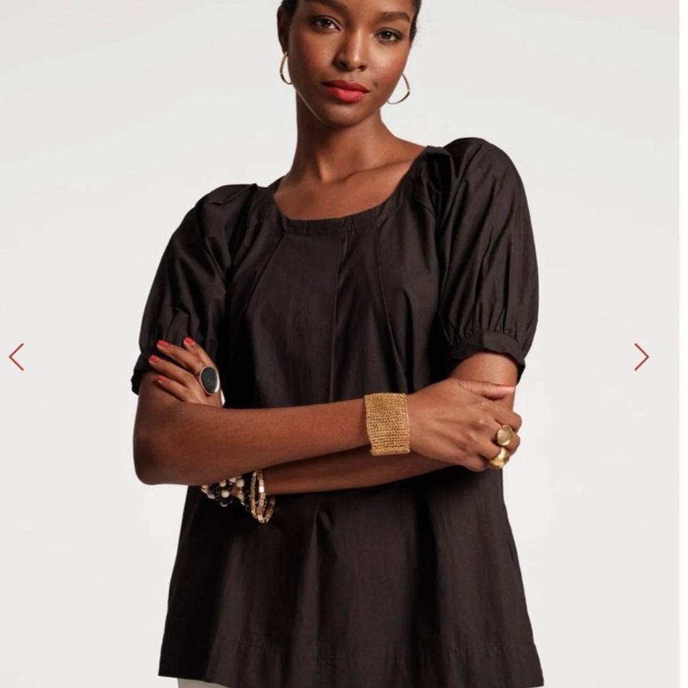 Frances Valentine Black Puff Sleeve Boxy Blouse
